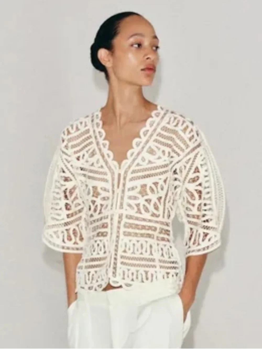 NWT Zara Woman Bloggers Fav ZW COLLECTION CROCHET TOP Size S Small